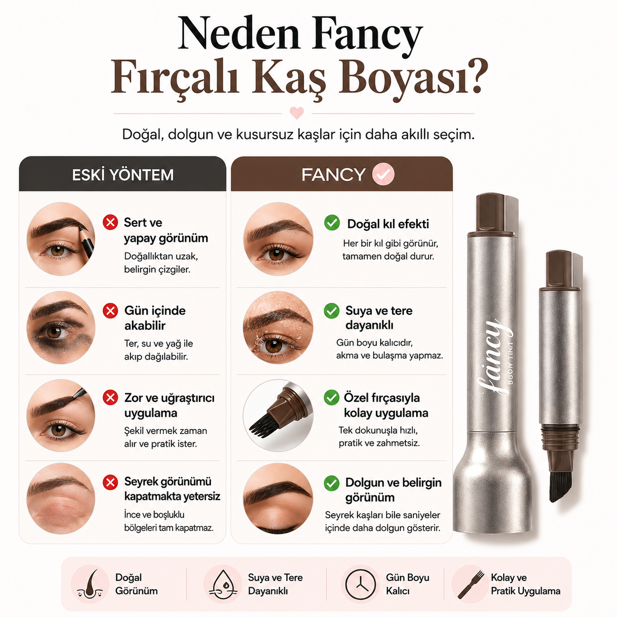 Fancy™ Fırçalı Kaş Boyası | Doğal ve Dolgun Kaş Görünümü